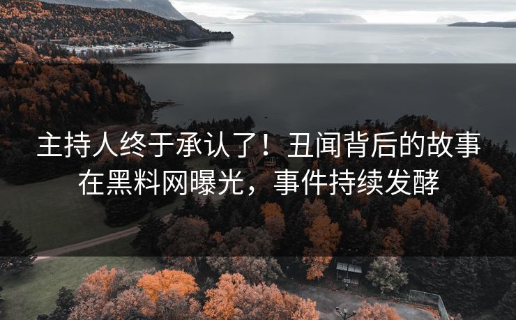 主持人终于承认了！丑闻背后的故事在黑料网曝光，事件持续发酵
