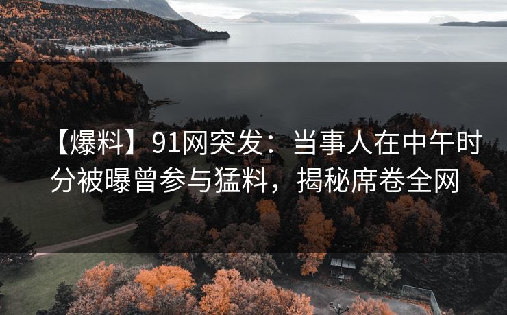 【爆料】91网突发：当事人在中午时分被曝曾参与猛料，揭秘席卷全网
