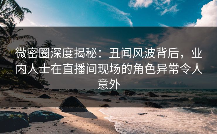 微密圈深度揭秘：丑闻风波背后，业内人士在直播间现场的角色异常令人意外